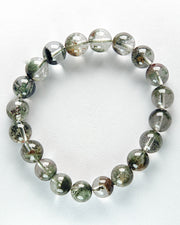 Green Phantom Quartz Bracelet (Light Inclusion)on a white background